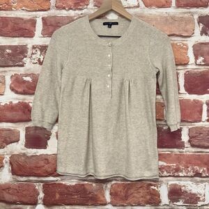 Gap Henley Sweater Women's Small Oatmeal Tan Knit Casual Popover